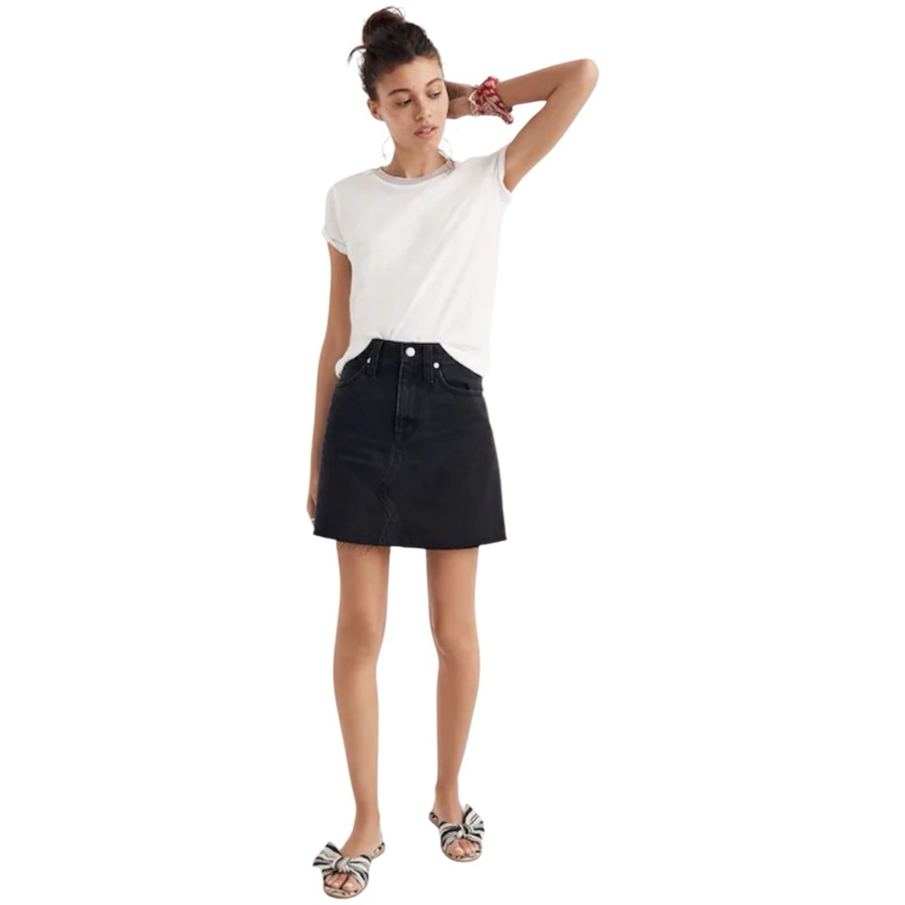 Madewell Black Denim Jean Frisco Mini Skirt size 27